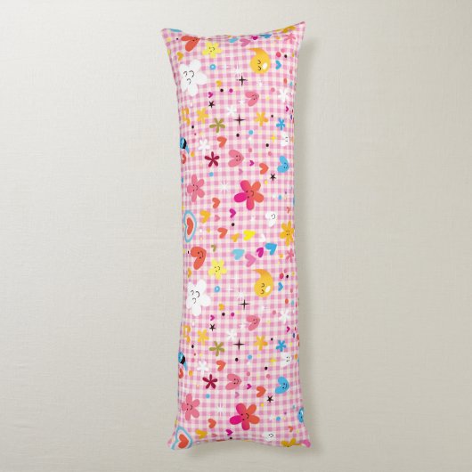 leuke cartoon roze lichaamskussen (Achterkant (Verticaal))