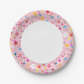 leuke cartoon roze papieren bordje (Voorkant)