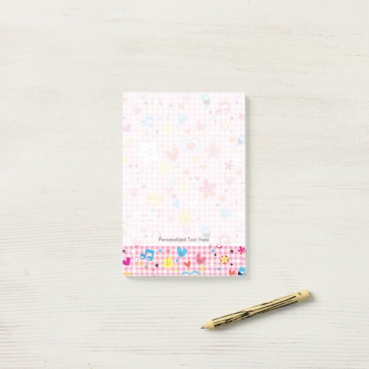 leuke cartoon roze post-it® notes (Op bureau)