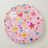 leuke cartoon roze rond kussen (Achterkant)