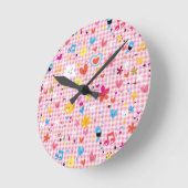 leuke cartoon roze ronde klok (Hoek)