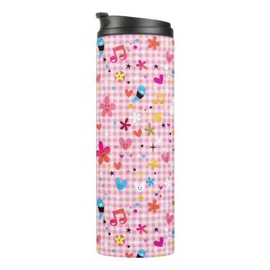 leuke cartoon roze thermosbeker (Geroteerd rechts)