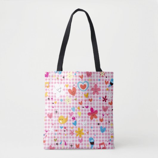 leuke cartoon roze tote bag (Voorkant)