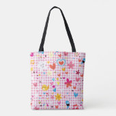 leuke cartoon roze tote bag (Achterkant)