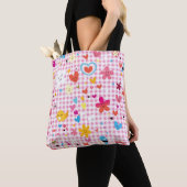 leuke cartoon roze tote bag (Dichtbij)