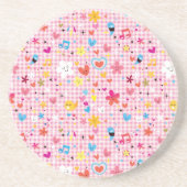 leuke cartoon roze zandsteen onderzetter (Voorkant)