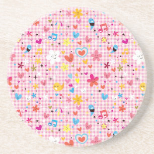 leuke cartoon roze zandsteen onderzetter