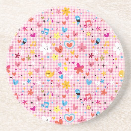 leuke cartoon roze zandsteen onderzetter (Voorkant)