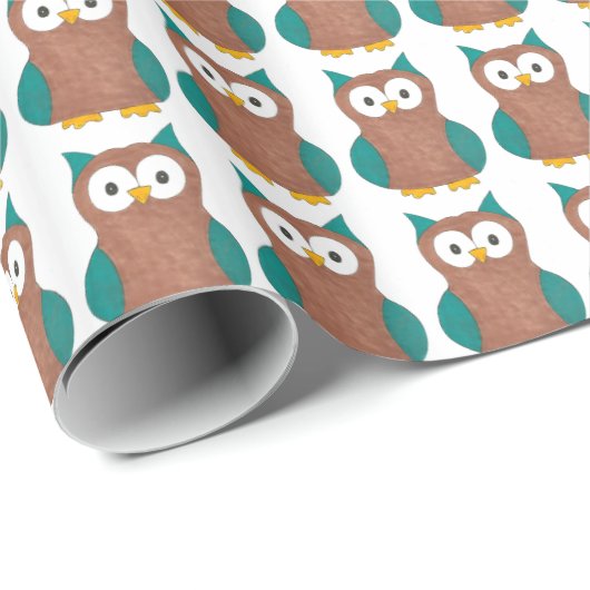 Leuke Cartoon Schuur Uil Leuke Vogel Bruin Dierenp Cadeaupapier (Rol Hoek)