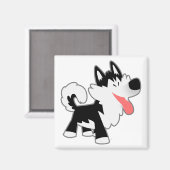 Leuke Cartoon Siberische Husky Magnet (Voorkant / Achterkant)