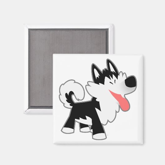 Leuke Cartoon Siberische Husky Magnet (Voorkant / Achterkant)