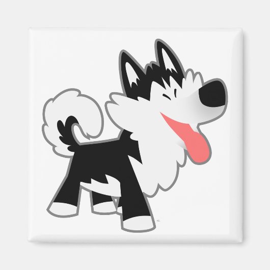 Leuke Cartoon Siberische Husky Magnet (Voorkant)