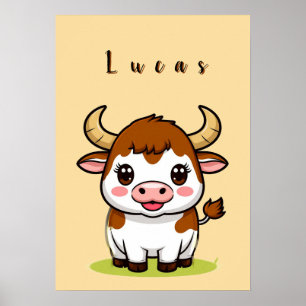 Leuke Cartoon Stier Kinderkamer Decoratie