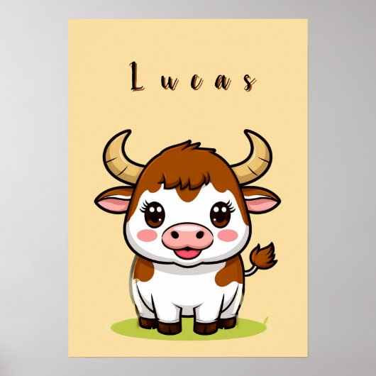 Leuke Cartoon Stier Kinderkamer Decoratie (Voorkant)