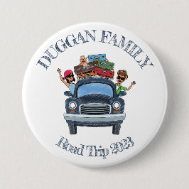 Leuke Cartoon stijl familie road trip aangepaste t Ronde Button 7,6 Cm