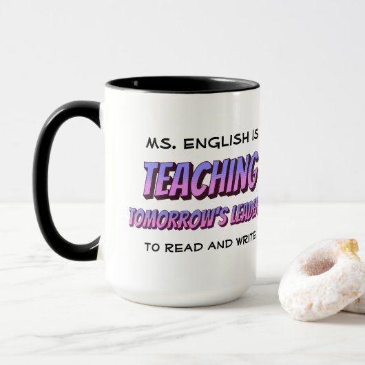 Leuke Cartoon stijl Gepersonaliseerde Engels Teach Mok (Met donut)