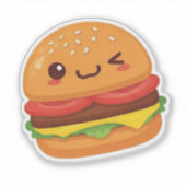 Leuke cartoon stijl hamburger ontwerp sticker (Voorkant)