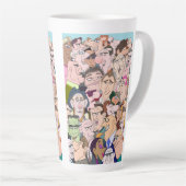 Leuke Cartoon Style Vrouw & Mannen Latte Mok (Rechterhoek)