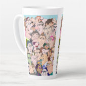 Leuke Cartoon Style Vrouw & Mannen Latte Mok (Linkerhoek)