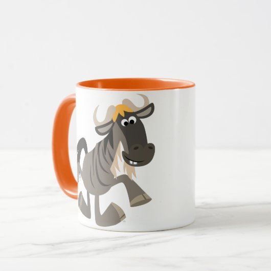 Leuke Cartoon Tap Dancing Wildebeest Mok (Voorkant links)