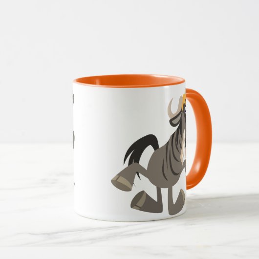 Leuke Cartoon Tap Dancing Wildebeest Mok (Voorkant rechts)