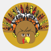 Leuke Cartoon Thanksgiving Turkije Sticker (Voorkant)