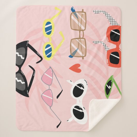 Leuke Cartoon: Trendy zonnebril Collectie Sherpa Deken (Voorkant)