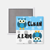 Leuke Cartoon Uil Clean / Vuile Vaatwasser Magnet (Voorkant / Achterkant)