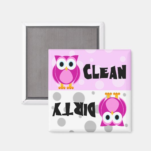 Leuke Cartoon Uil Clean / Vuile Vaatwasser Magnet (Voorkant / Achterkant)