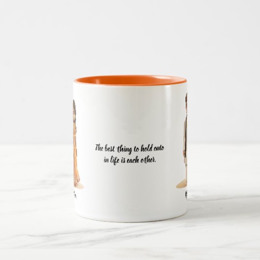 Leuke Cartoon van Desi bruid & bruidegom indiaanse Tweekleurige Koffiemok (Center)