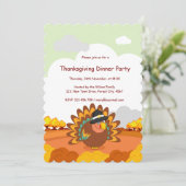 Leuke cartoon van een Pelgrim Thanksgiving kalkoen Kaart (Staand voorkant)