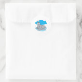 Leuke cartoon walrus ronde sticker (Tas)
