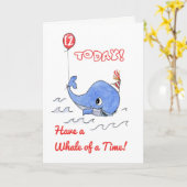 Leuke Cartoon Walvis en Balloon 12e Verjaardag Kaa Kaart (Gele Bloem)