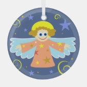 Leuke Cartoon Whimsical Angel Christmas Art Glas Ornament (Voorkant)