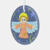 Leuke Cartoon Whimsical Angel Christmas Art Glas Ornament (Voorkant links)
