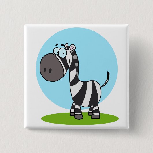 leuke cartoon zebra vierkante button 5,1 cm (Voorkant)
