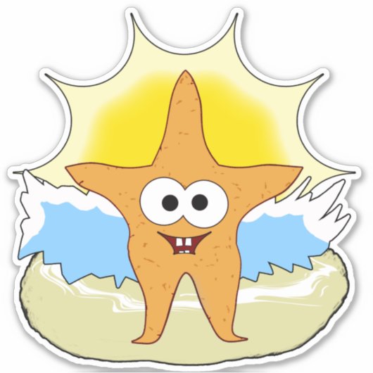 Leuke Cartoon zeester Sticker (Voorkant)