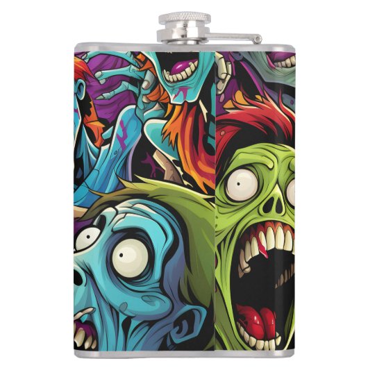 Leuke Cartoon Zombies Heupfles (Achterkant)