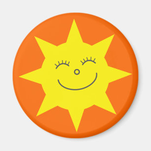 Leuke Cartoon Zon Happy Face Sinaasappel Custom Magneet