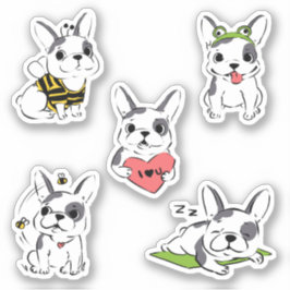 Leuke cartoonachtige Franse Bulldog Sticker