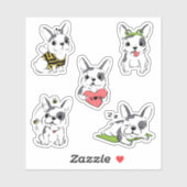 Leuke cartoonachtige Franse Bulldog Sticker (Vel)