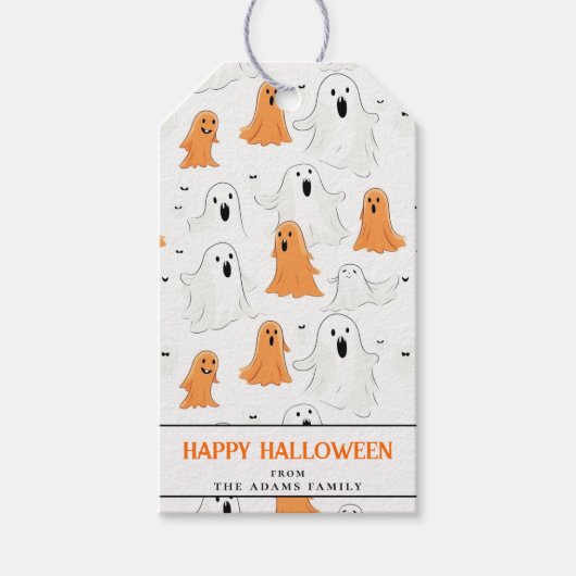 Leuke cartoonachtige geesten gepersonaliseerd Happ Cadeaulabel (Voorkant)