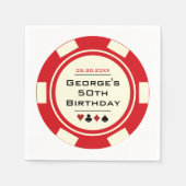 Leuke Casino Poker Chip in Rood en Cream Verjaarda Servet (Voorkant)