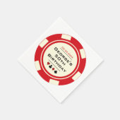 Leuke Casino Poker Chip in Rood en Cream Verjaarda Servet (Hoek)