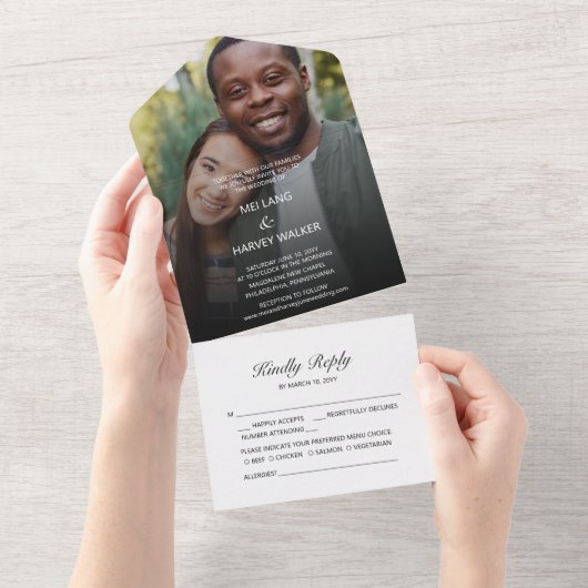 Leuke Casual foto bruiloft All In One Uitnodiging (Afscheurbaar)