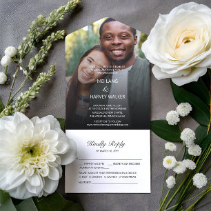 Leuke Casual foto bruiloft All In One Uitnodiging