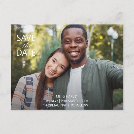 Leuke Casual Foto Bruiloft Save the Date Briefkaart (Voorkant)