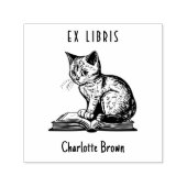 Leuke Cat Custom Book Ex Libris Zelfinktende Stempel (Design)