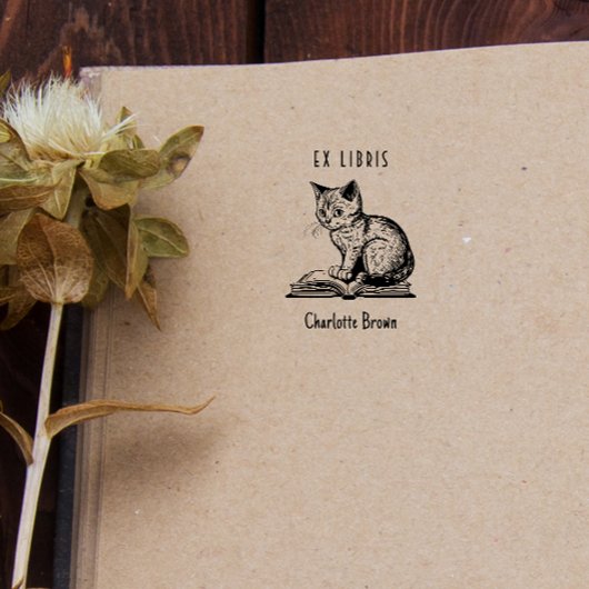 Leuke Cat Custom Book Ex Libris Zelfinktende Stempel