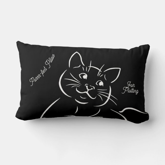 Leuke Cat Line Art Animal Print Lumbar Kussen (Achterkant)